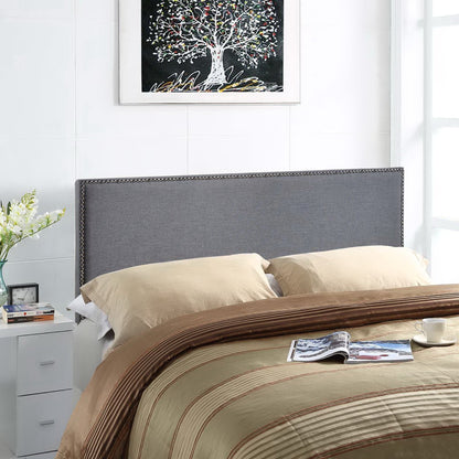 Region nailhead upholstered queen headboard by Modway in gray fabric with nailhead trim on Tampa Home & Garden Store