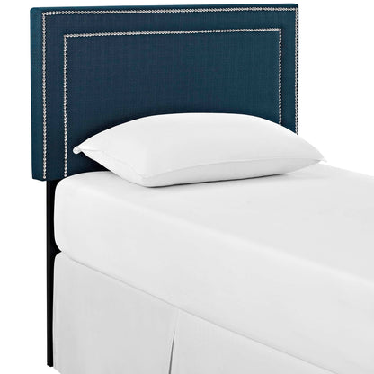 Jessamine Upholstered Twin Headboard in deep blue fabric with nailhead trim by Modway on Tampa Home & Garden Store