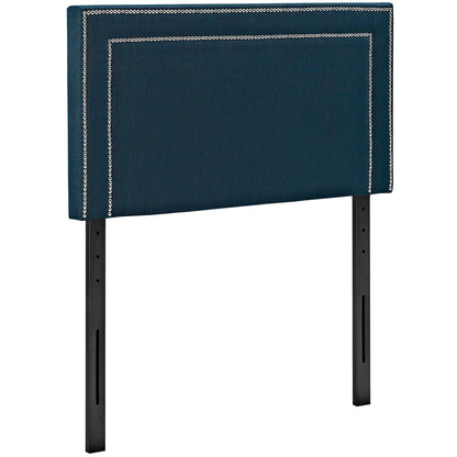 Jessamine upholstered twin headboard in teal fabric with silver nailhead trim by Modway on Tampa Home & Garden Store