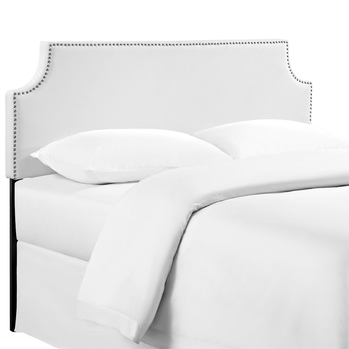 Laura Upholstered Vinyl Full Headboard white with silver nailhead trim by Modway on Tampa Home & Garden Store