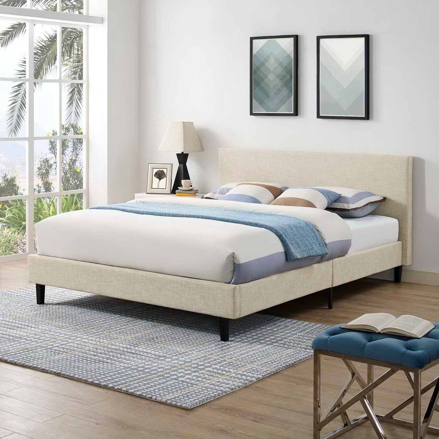 Anya Fabric Queen Upholstered Bed By Modway
