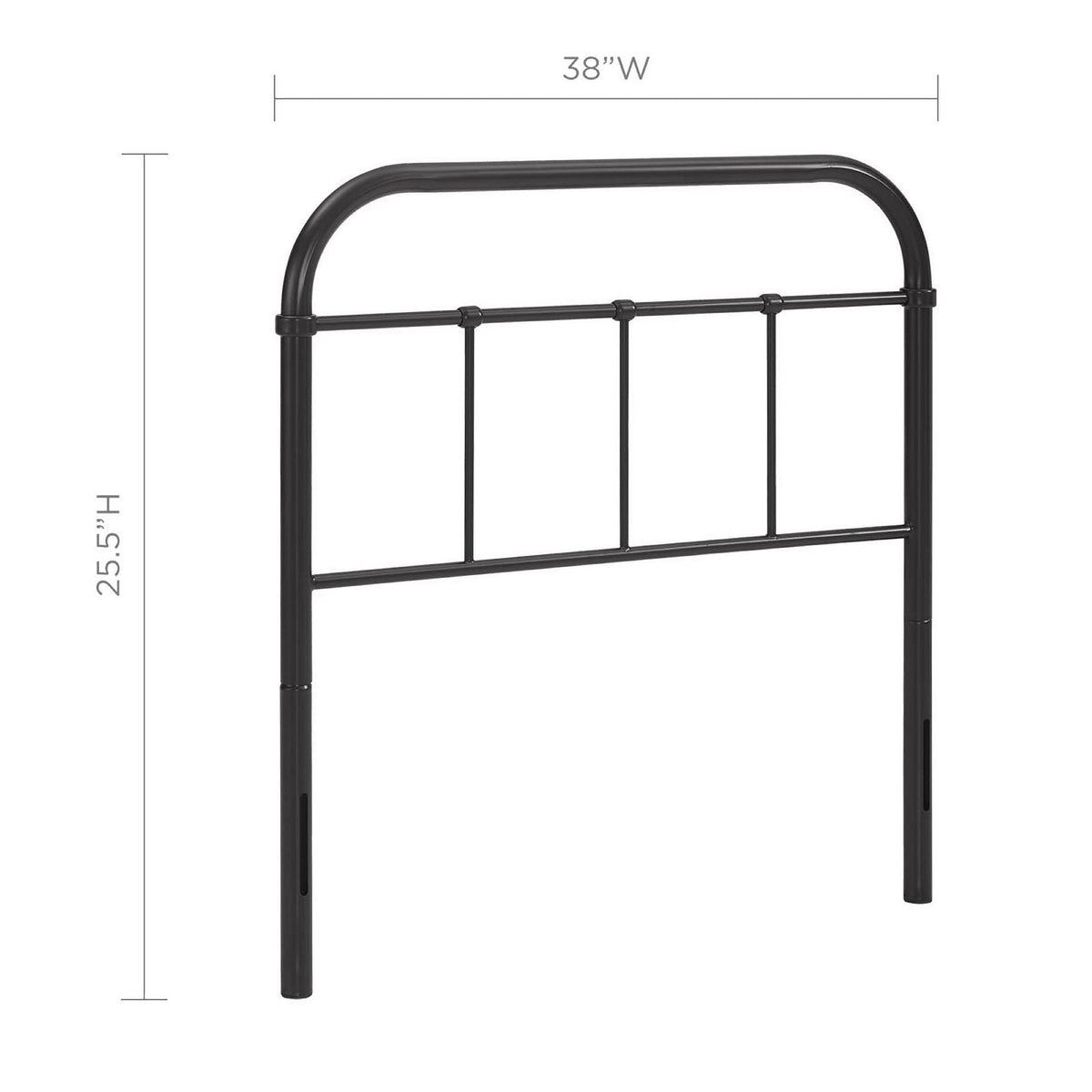 Serena Twin Steel Headboard black metal with arched top, 38W x 25.5H on Tampa Home & Garden Store