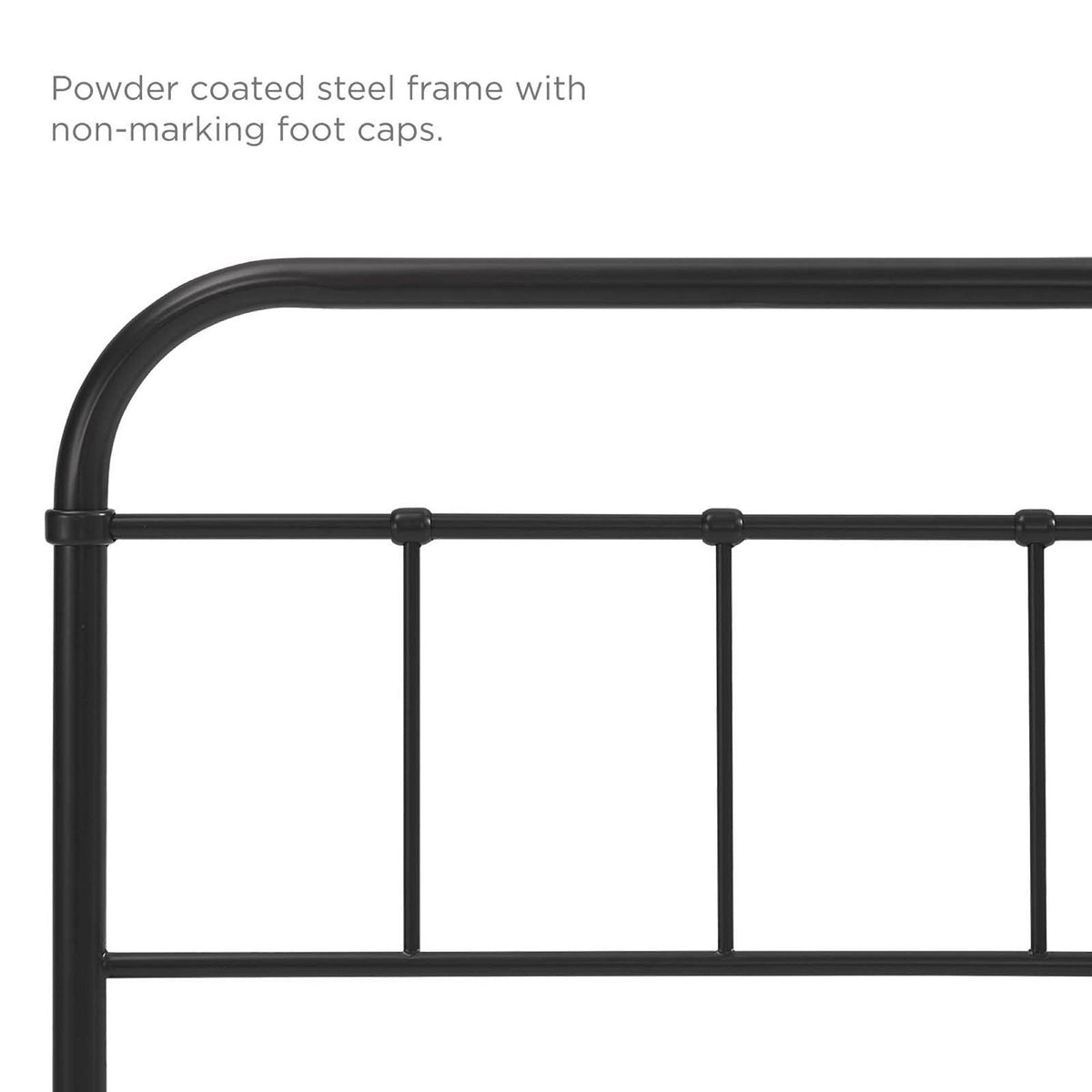 Serena Twin steel headboard by HouseOfZazla, powdercoated metal with top rail and vertical bars on Tampa Home & Garden Store