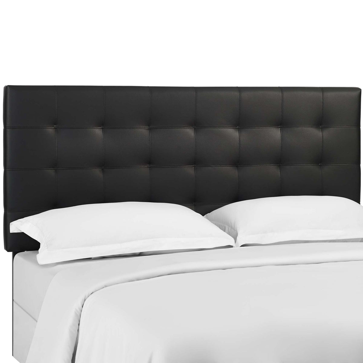 Paisley tufted upholstered faux leather full/queen headboard, black by Modway on Tampa Home & Garden Store
