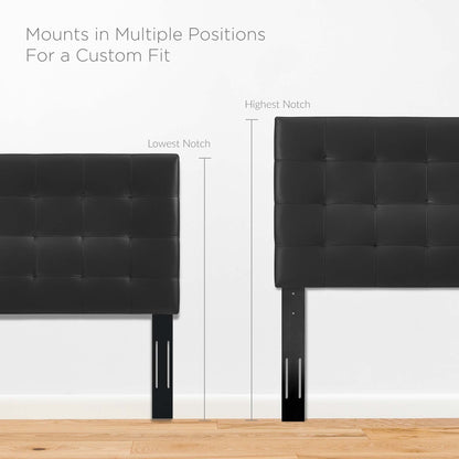 Paisley tufted faux leather full/queen two headboards in black with mounting rails by Modway on Tampa Home & Garden Store