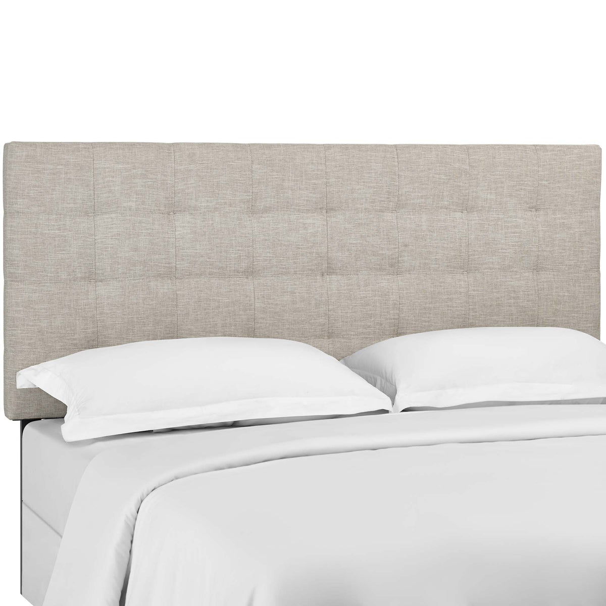 Paisley tufted linen headboard in beige king & California king size HouseOfZazla on Tampa Home & Garden Store