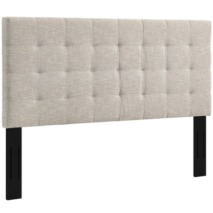 Paisley Tufted Upholstered Linen King & California King Headboard beige linen by HouseOfZazla on Tampa Home & Garden Store