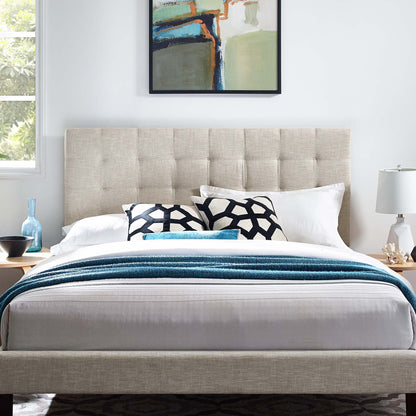 Paisley tufted linen headboard in beige for king and California King beds by HouseOfZazla on Tampa Home & Garden Store