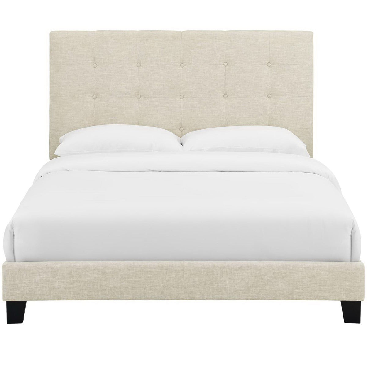 Melanie Tufted Button Upholstered Fabric Full Platform Bed beige headboard with tufting Modway on Tampa Home & Garden Store