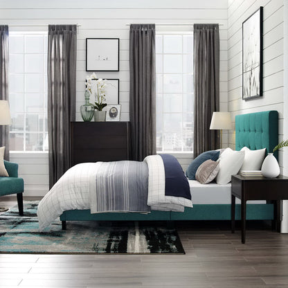 Melanie Tufted and Upholstered Queen Platform Bed