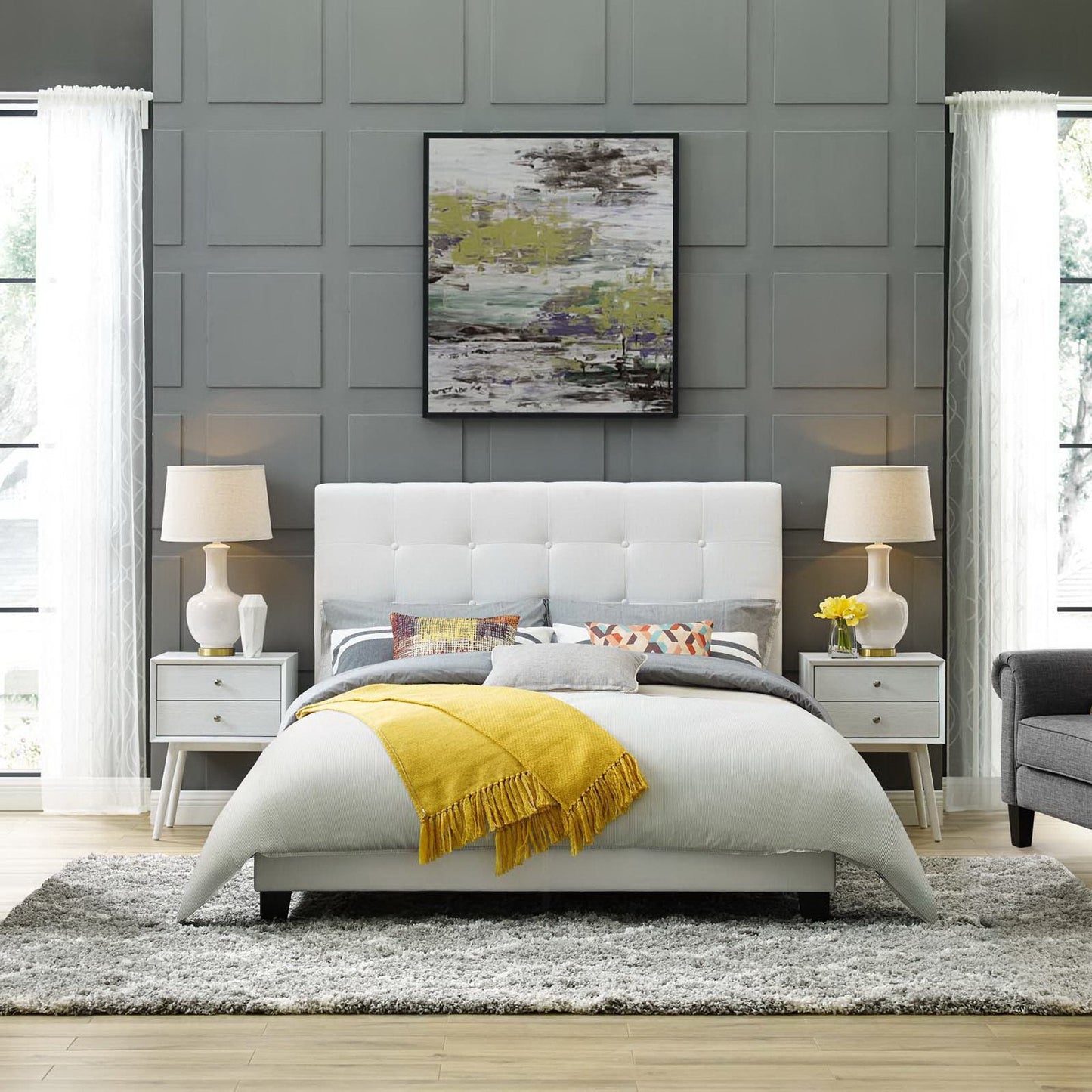 Melanie Tufted and Upholstered Queen Platform Bed
