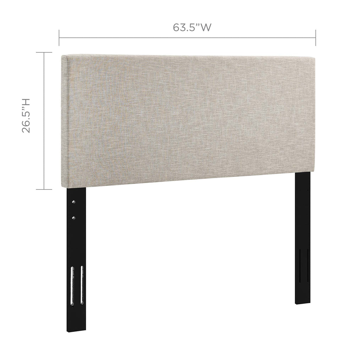 Headboard Taylor Upholstered Linen Fabric Full/Queen beige with black metal legs by HouseOfZazla on Tampa Home & Garden Store
