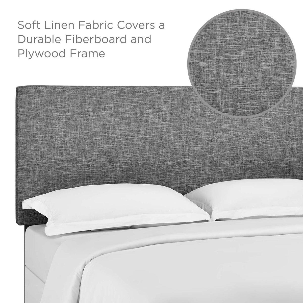 Taylor Upholstered Linen Headboard in grey fabric for full/queen beds by Modway, on Tampa Home & Garden Store