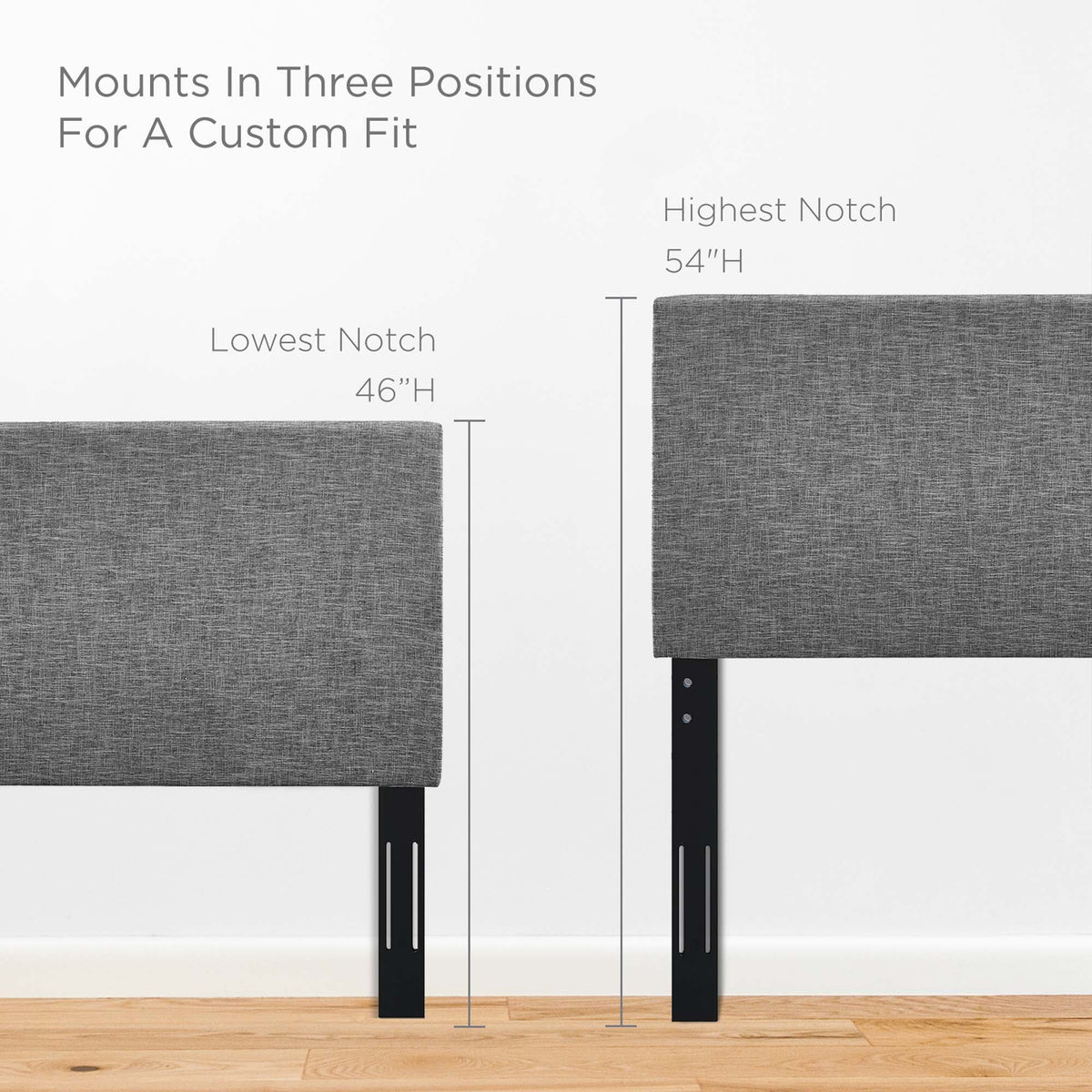 Taylor Upholstered Linen Headboard Full/Queen dark gray fabric by Modway with black metal legs on Tampa Home & Garden Store
