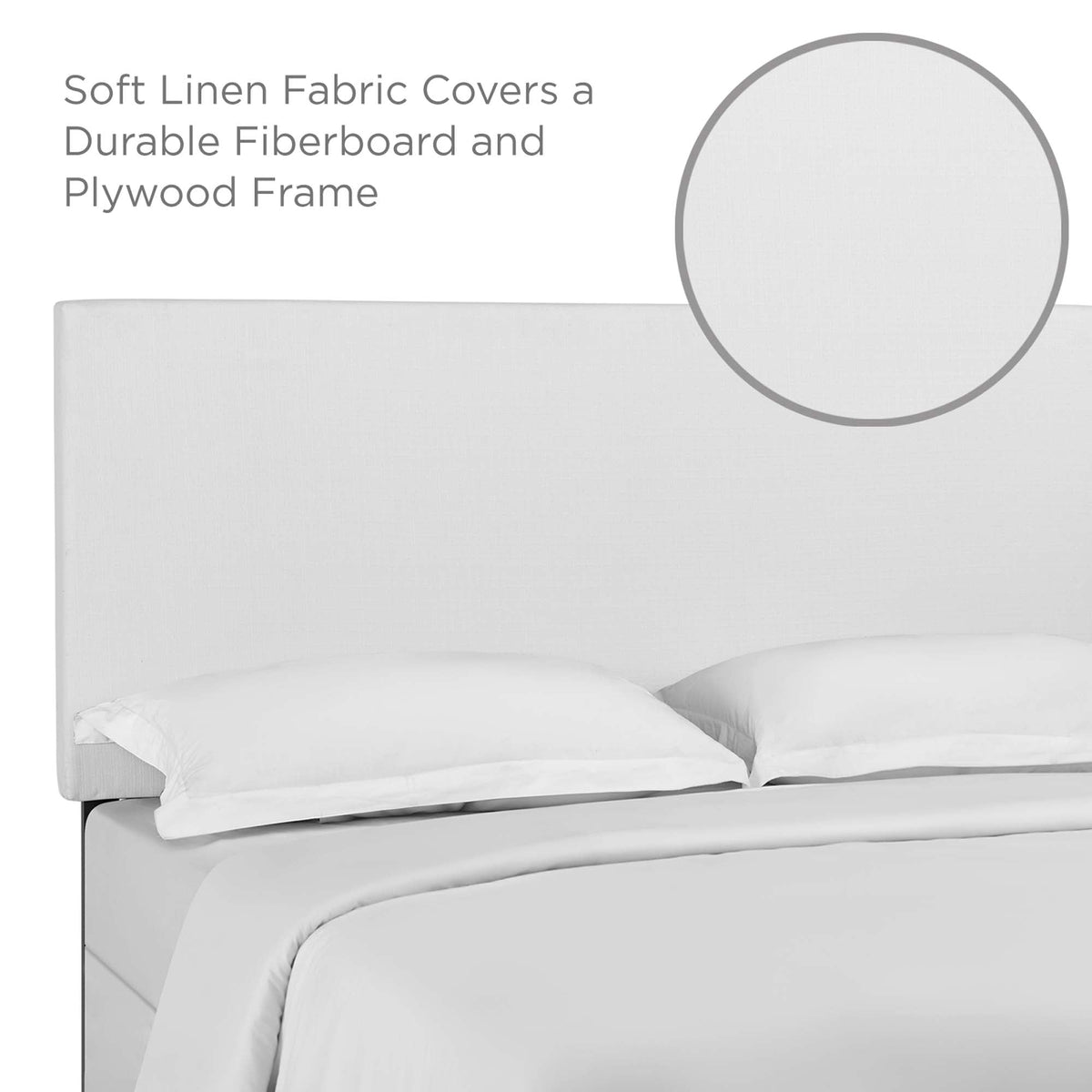 Taylor Upholstered Linen Fabric Full/Queen Headboard by Modway in soft white linen on Tampa Home & Garden Store