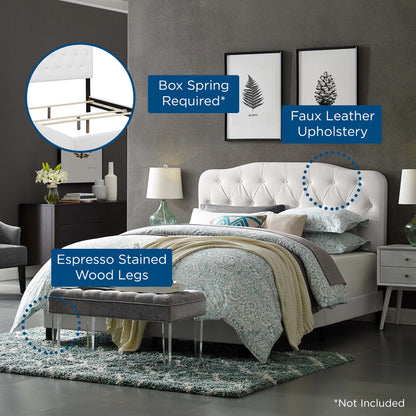 Modway White Faux Leather Full Bed And Frame