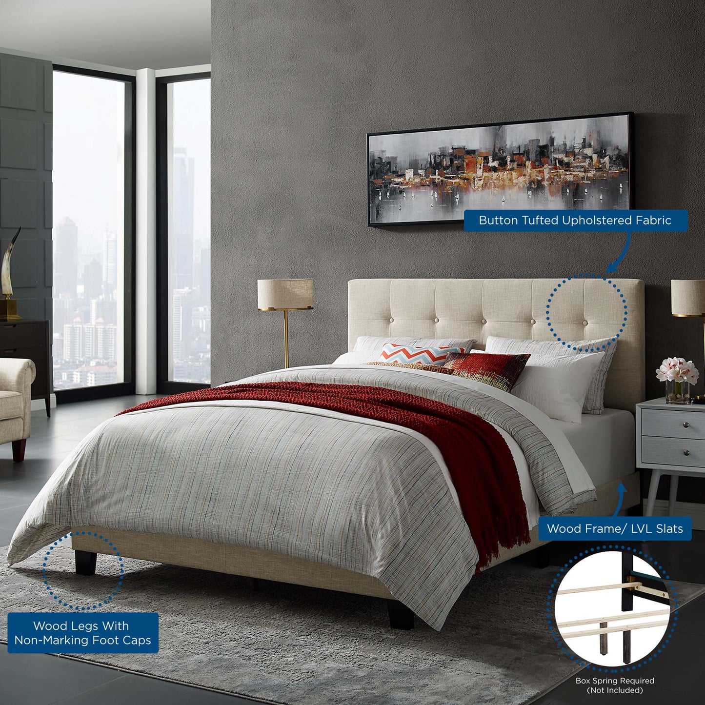 Modern Amira Upholstered Fabric Bed by Modway