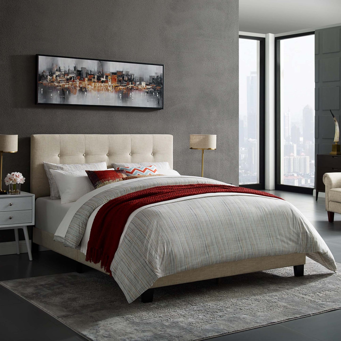 Modern Amira Upholstered Fabric Bed by Modway