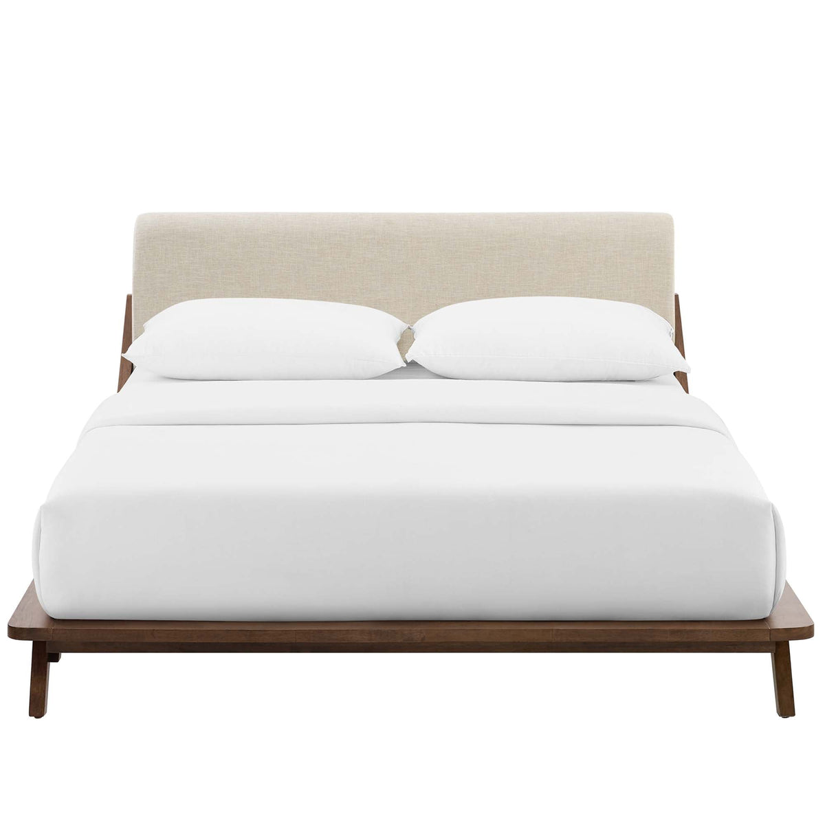 Luella Upholstered Fabric Queen Platform Bed by Modway in beige fabric with wood base on Tampa Home & Garden Store