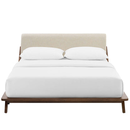 Luella Upholstered Fabric Queen Platform Bed by Modway in beige fabric with wood base on Tampa Home & Garden Store