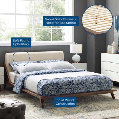 Luella Upholstered Fabric Queen Platform Bed by Modway in beige fabric with wood base on Tampa Home & Garden Store