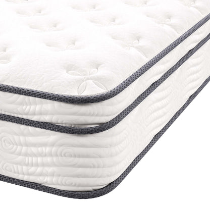 Jenna 10-inch California King innerspring foam mattress with white quilted top and gray border on Tampa Home & Garden Store
