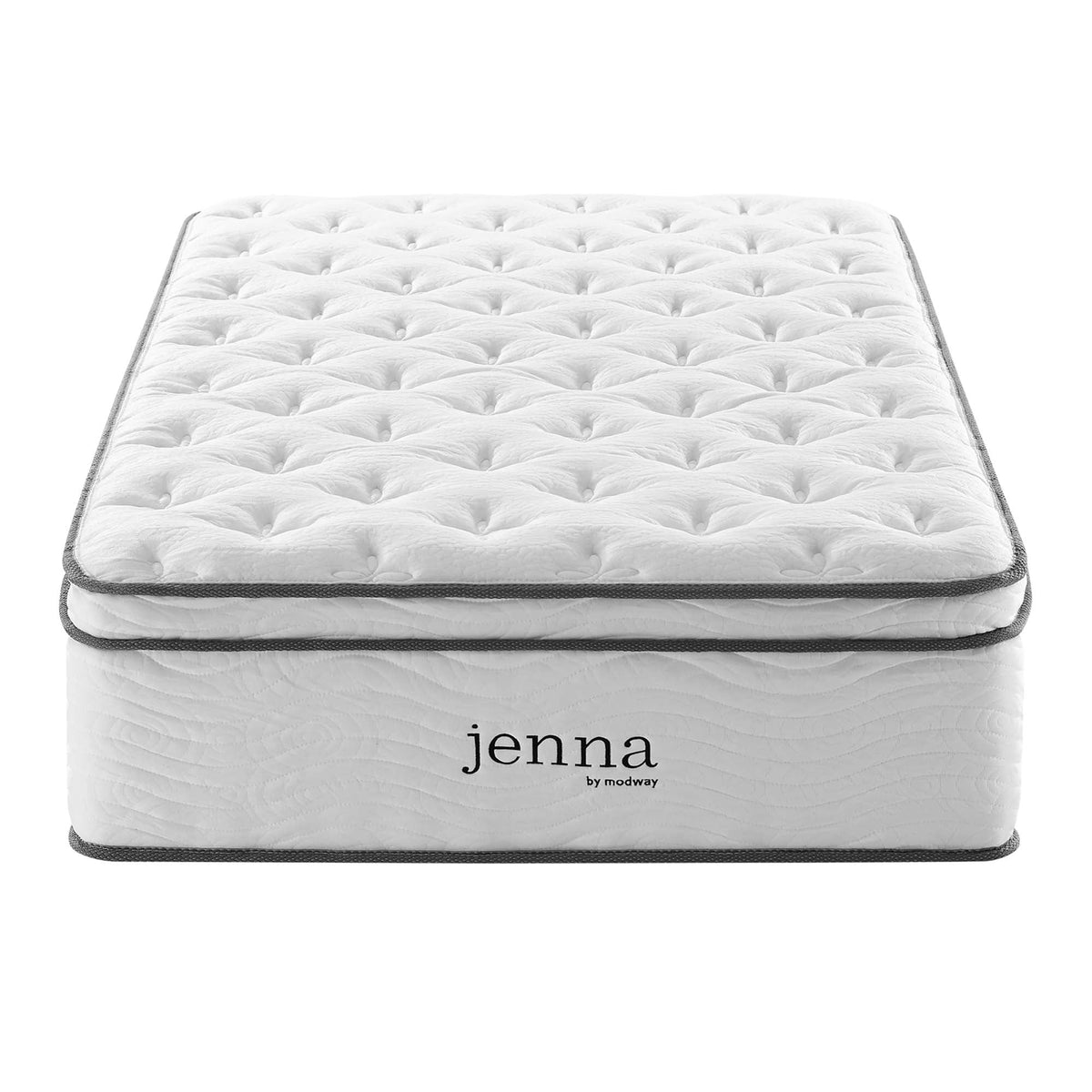 Jenna 14in innerspring foam mattress Twin, white quilted cover with gray piping by Modway on Tampa Home & Garden Store