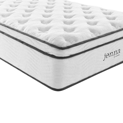 Twin Jenna 14in innerspring and foam mattress by Modway, white quilted top with gray piping on Tampa Home & Garden Store