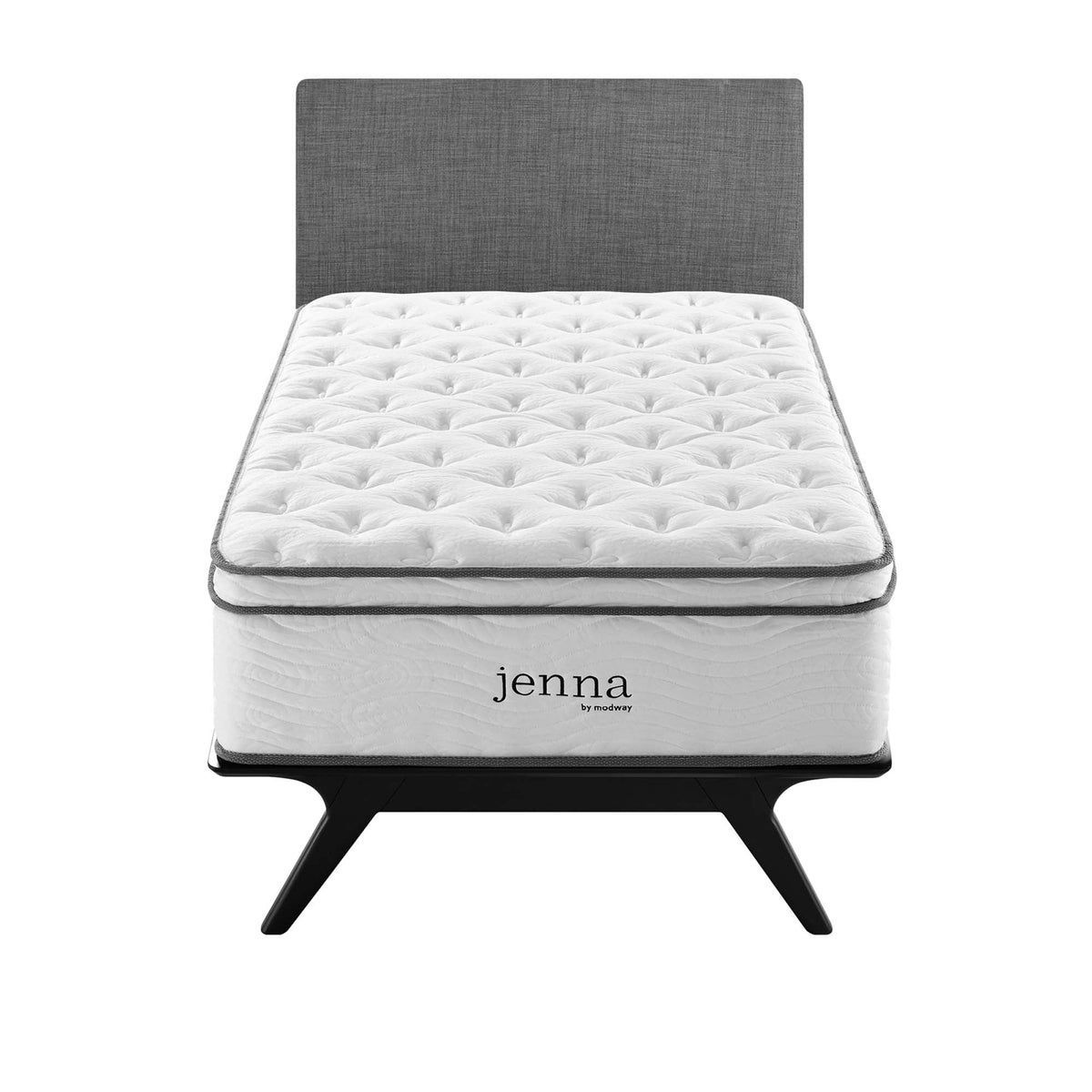 Jenna twin 14in innerspring foam mattress by Modway with tufted white cover on Tampa Home & Garden Store