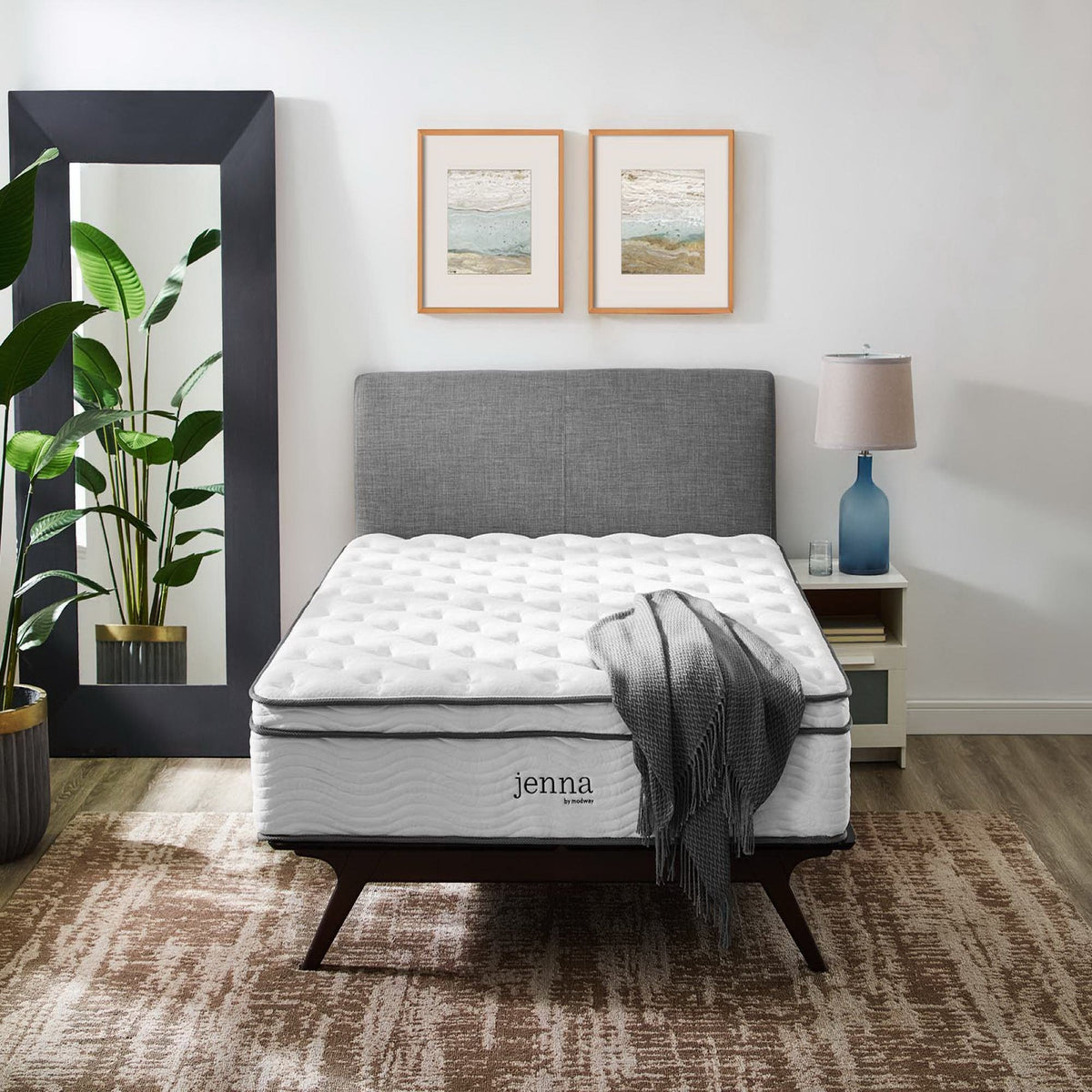 Jenna 14in twin innerspring foam mattress HouseOfZazla with white quilted cover on Tampa Home & Garden Store