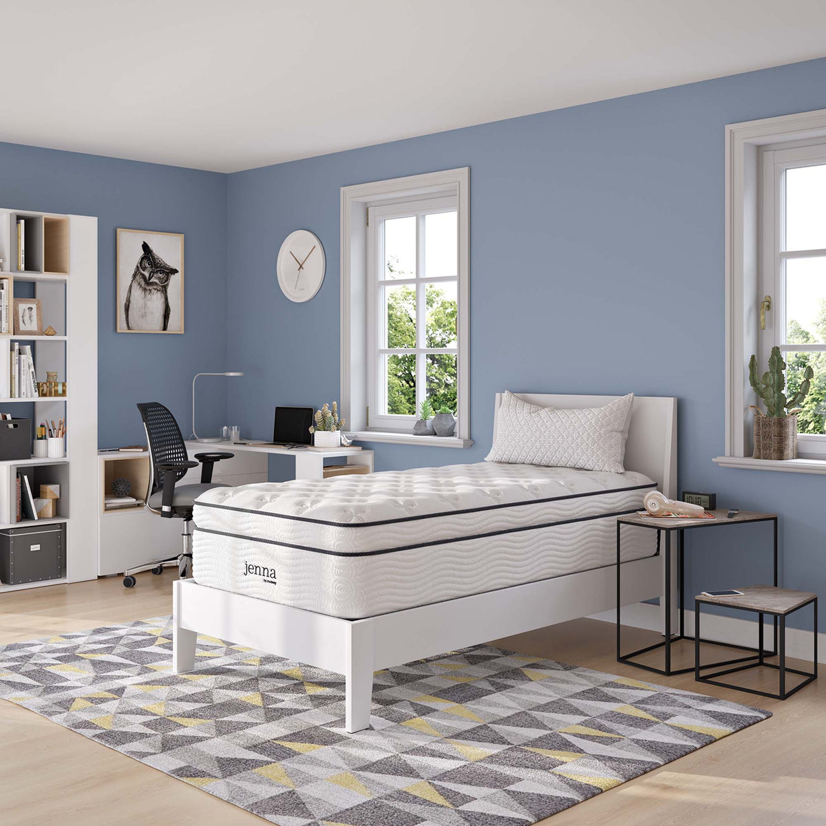 Twin Jenna 14in innerspring foam mattress with white quilted top on Tampa Home & Garden Store