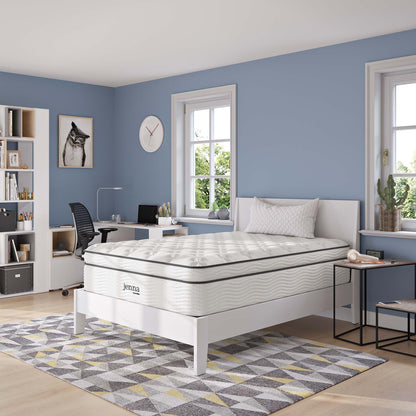 Twin Jenna 14in Innerspring and Foam Mattress by Modway in white quilted cover on Tampa Home & Garden Store