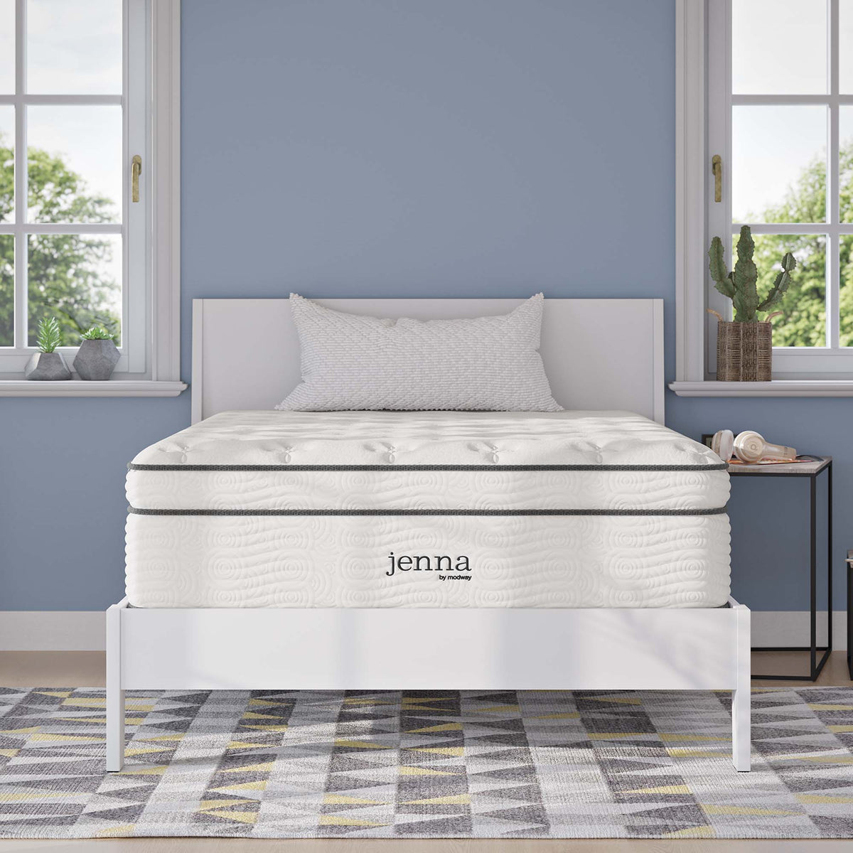 Jenna 14in Twin Innerspring Foam Mattress by Modway white quilted top on Tampa Home & Garden Store