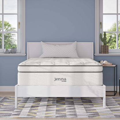 Jenna 14in Twin Innerspring Foam Mattress by Modway white quilted top on Tampa Home & Garden Store