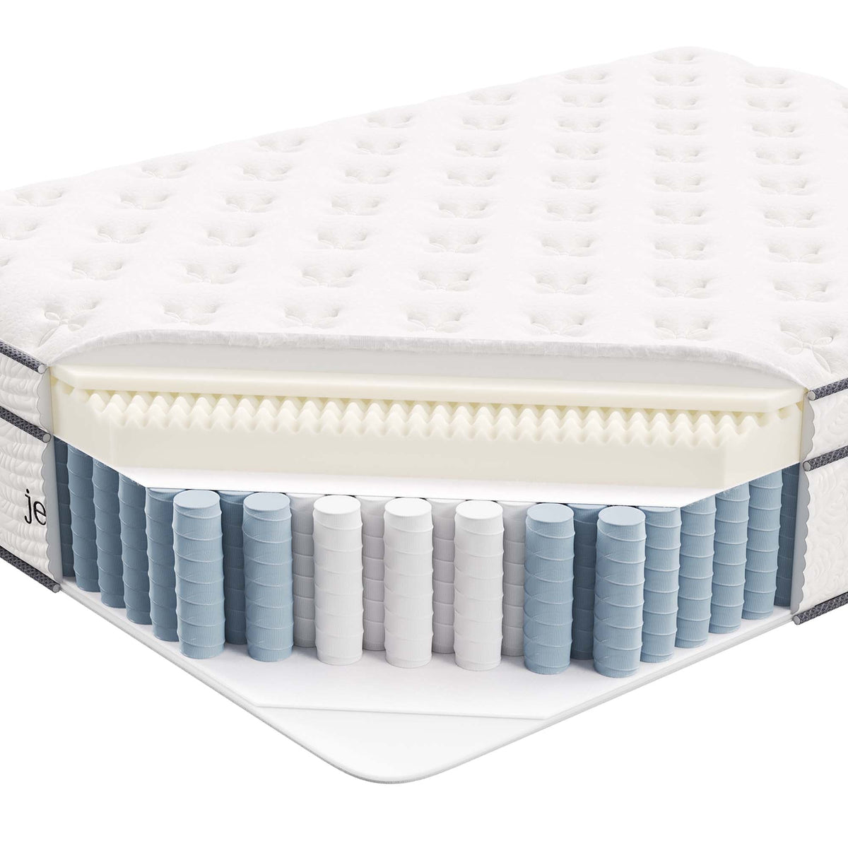 Jenna 14in twin innerspring foam mattress with white quilted top and visible coil system by HouseOfZazla on Tampa Home & Garden Store