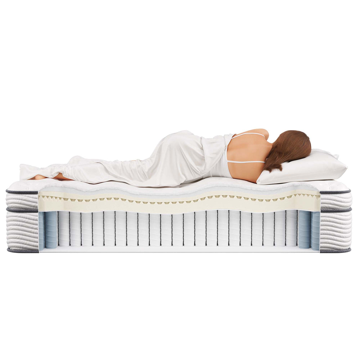 Jenna 14in twin innerspring foam mattress with white cover on Tampa Home & Garden Store