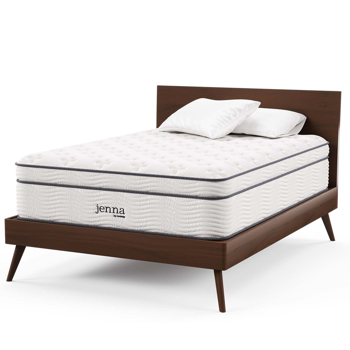Jenna 14in innerspring foam mattress twin on brown wood platform bed by HouseOfZazla on Tampa Home & Garden Store