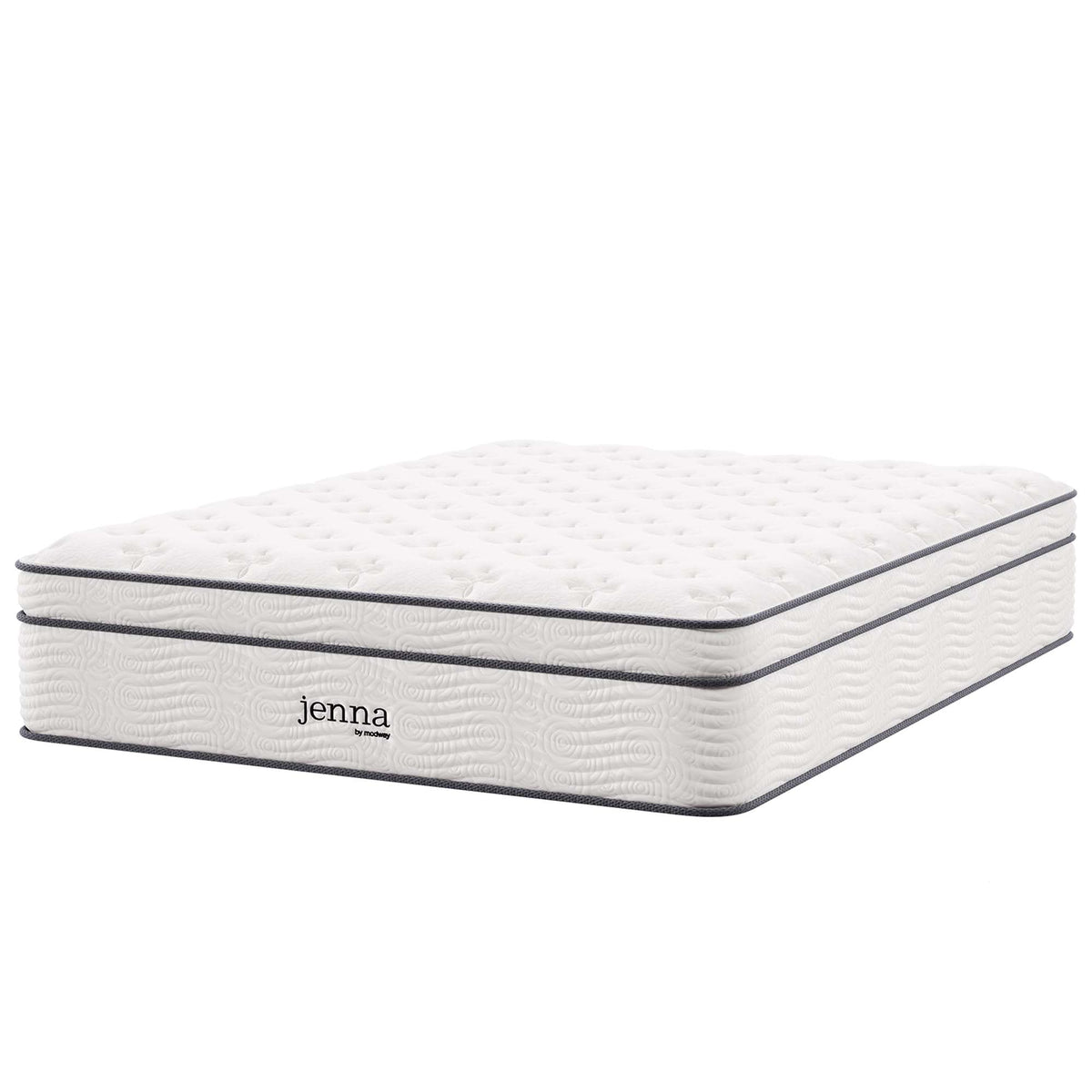 Twin Jenna 14in innerspring foam mattress with white quilted cover and gray piping Modway on Tampa Home & Garden Store