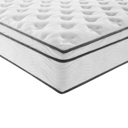 Jenna 14in Innerspring Foam Mattress Twin, white quilted cover with gray piping on Tampa Home & Garden Store