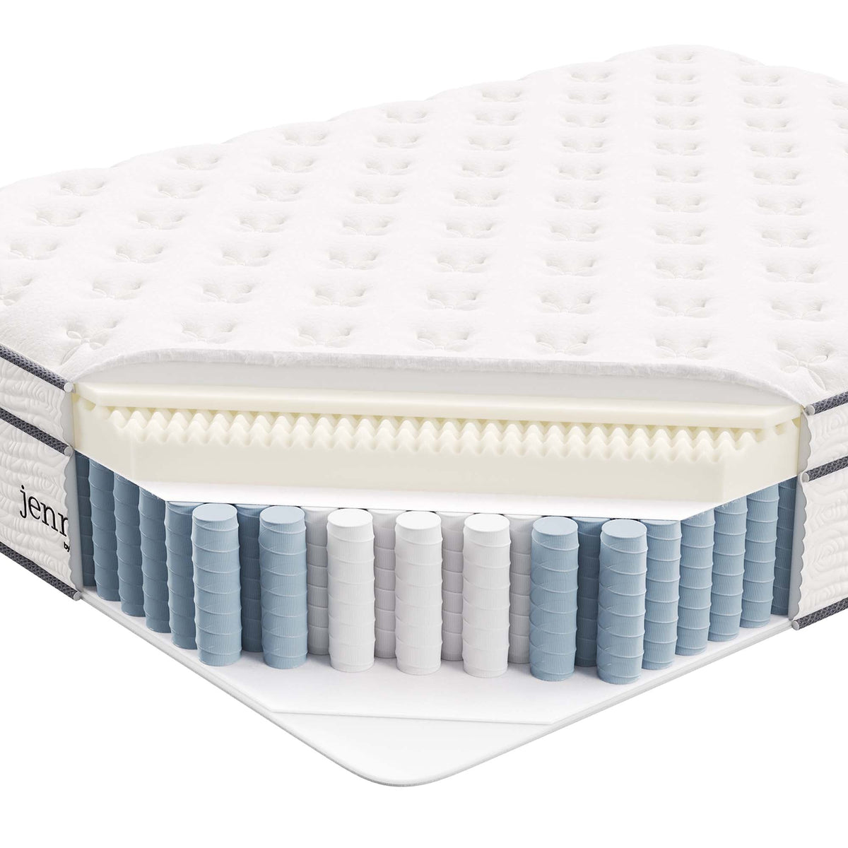 Jenna 14in twin innerspring foam mattress white quilted top with coil edge by HouseOfZazla on Tampa Home & Garden Store