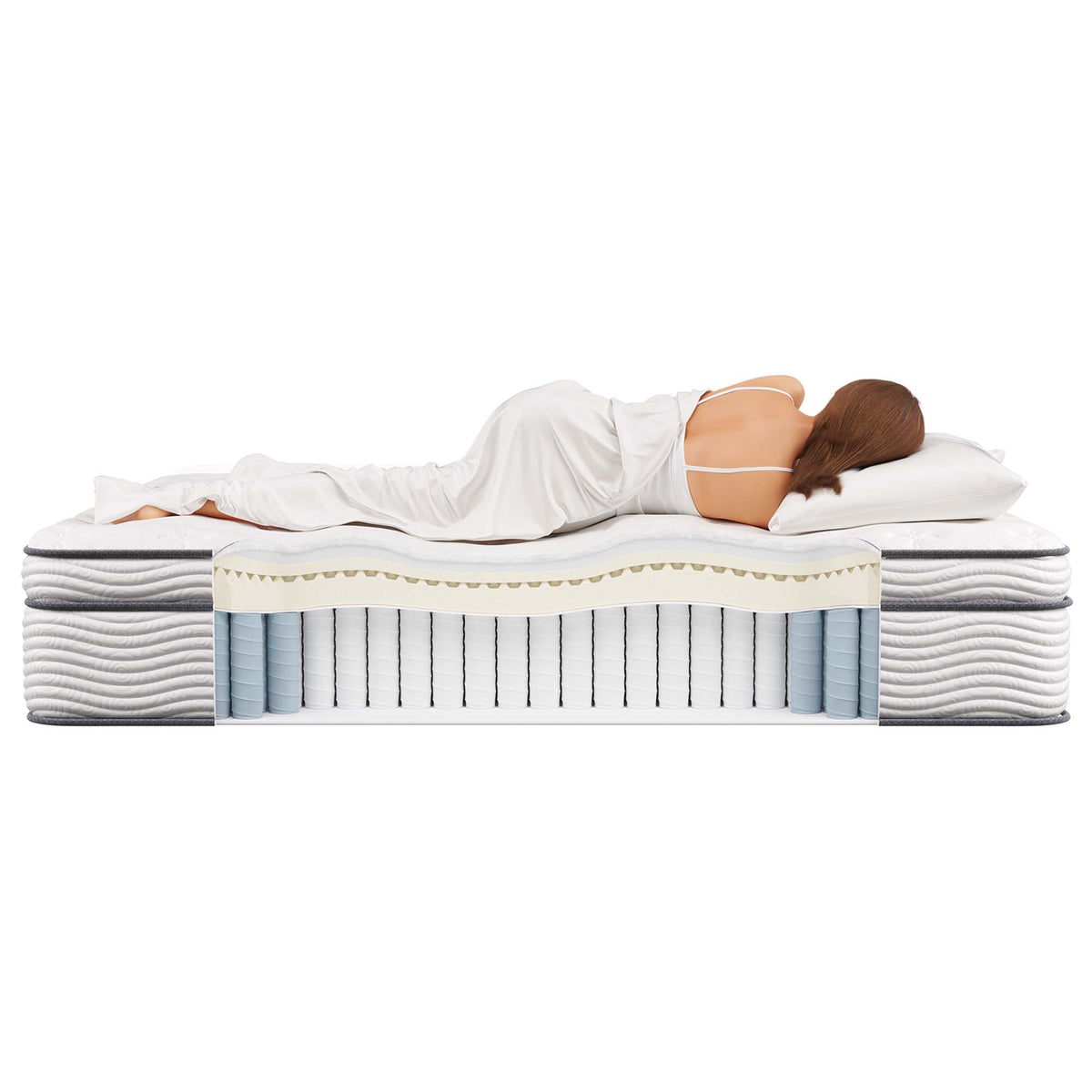 Twin Jenna 14in innerspring foam mattress by Modway with exposed coil and foam layers on Tampa Home & Garden Store