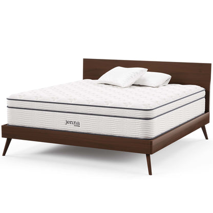 Twin Jenna 14in innerspring foam mattress by Modway, white quilted top on wood frame on Tampa Home & Garden Store