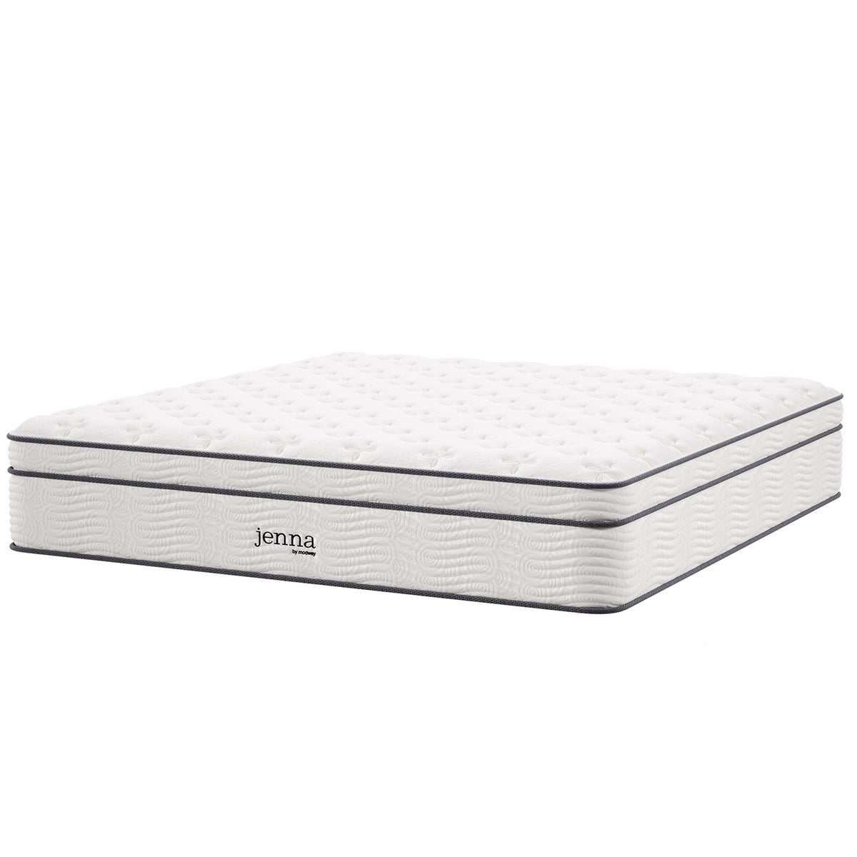 Jenna twin 14in innerspring foam mattress with white quilted top and gray binding by Modway on Tampa Home & Garden Store