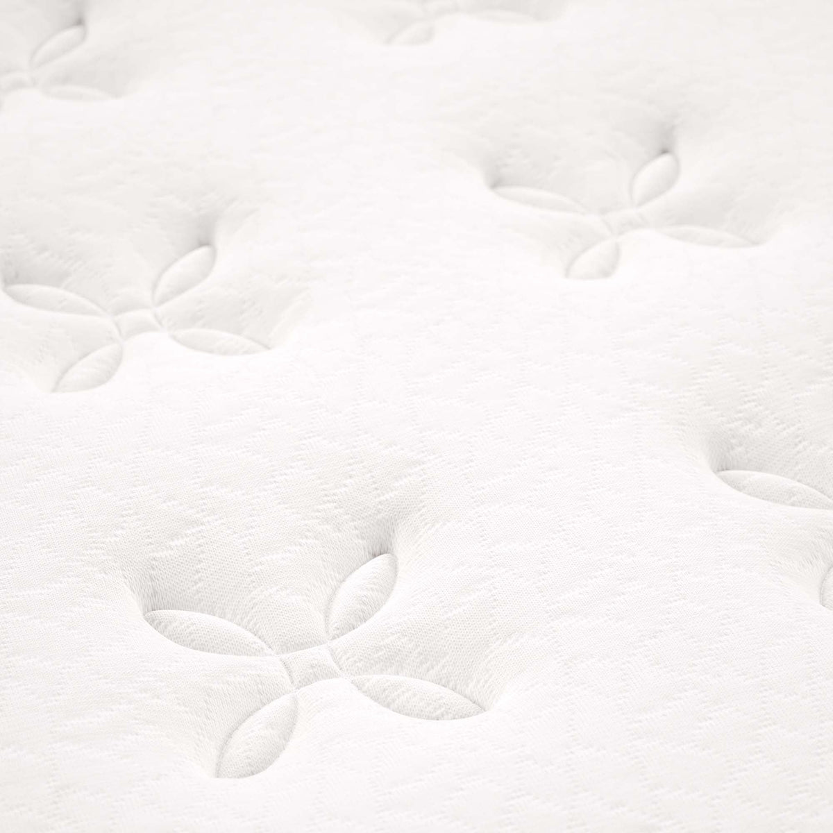 Twin Jenna 14in innerspring and foam mattress with white quilted leaf-pattern cover on Tampa Home & Garden Store