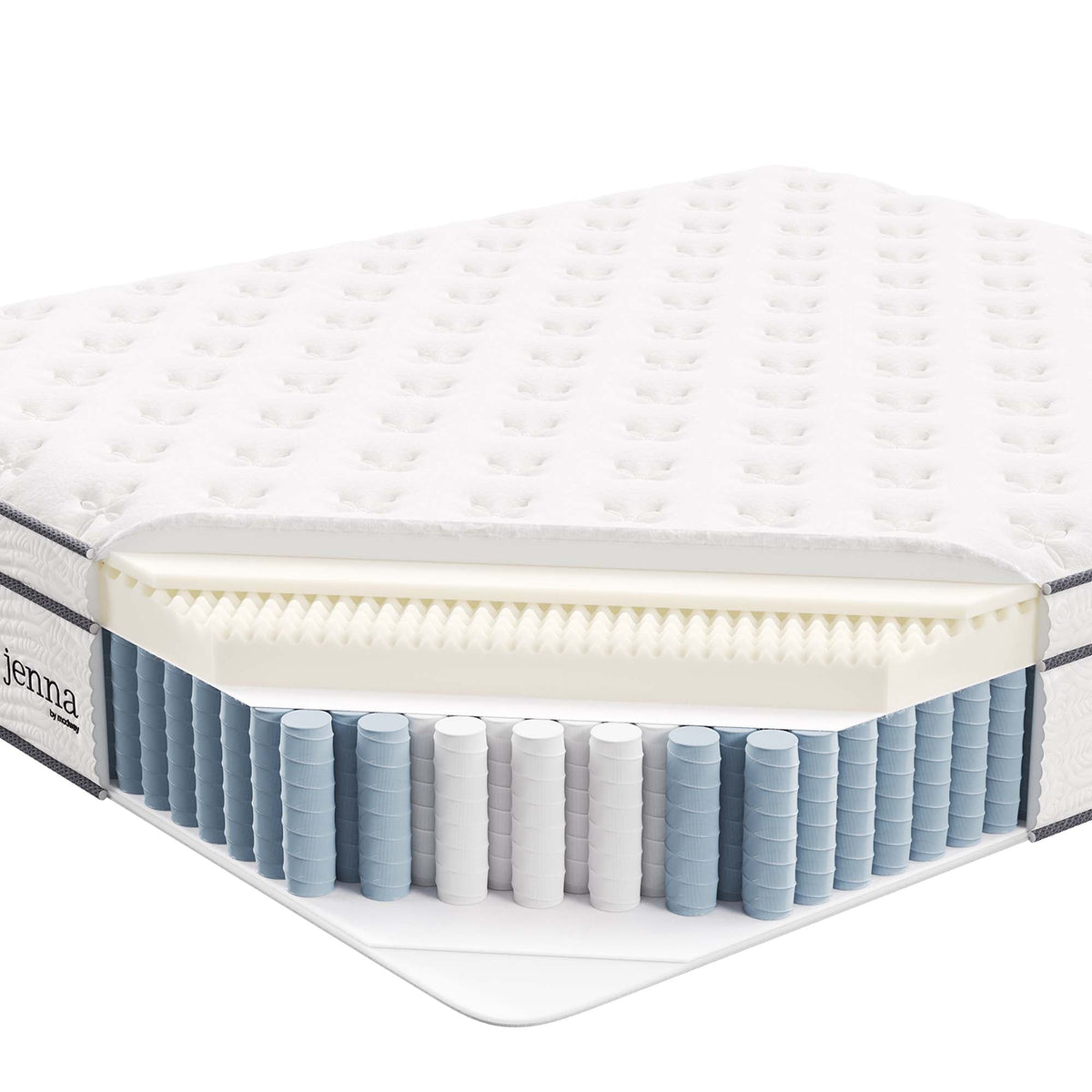 Twin Jenna 14in innerspring foam mattress with white quilted top and coil layer Modway on Tampa Home & Garden Store
