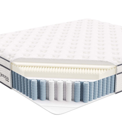 Twin Jenna 14in innerspring foam mattress with white quilted top and coil layer Modway on Tampa Home & Garden Store