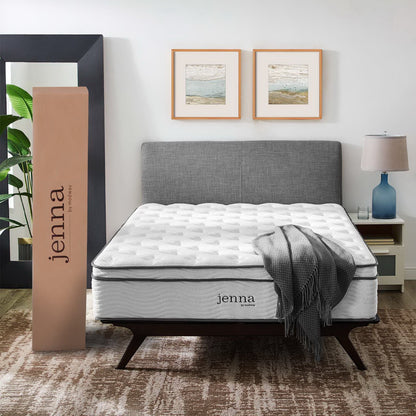 Jenna twin 14in innerspring foam mattress by Modway, boxed packaging visible beside headboard on Tampa Home & Garden Store