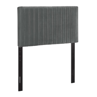 Keira Performance Velvet Headboard by Modway in gray velvet with channels and black legs on Tampa Home & Garden Store