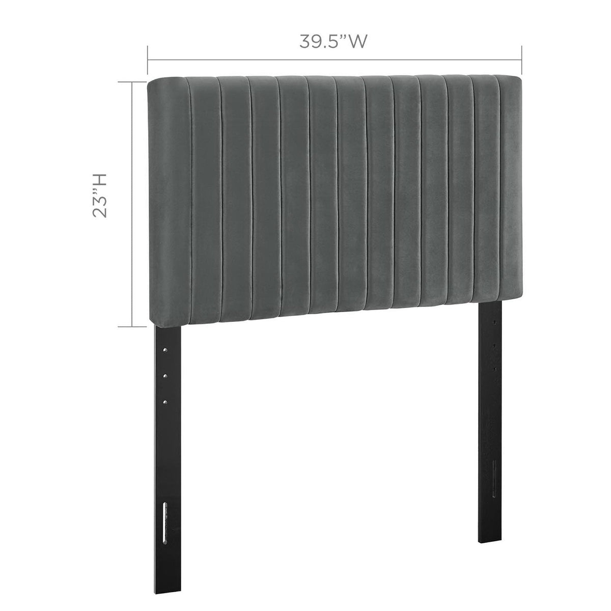 Keira Performance Velvet Headboard by Modway, gray velvet, vertical channel tufting on Tampa Home & Garden Store
