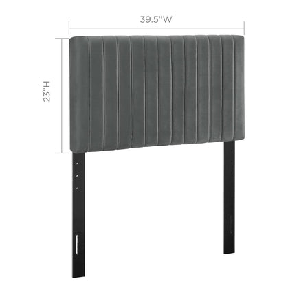 Keira Performance Velvet Headboard by Modway, gray velvet, vertical channel tufting on Tampa Home & Garden Store